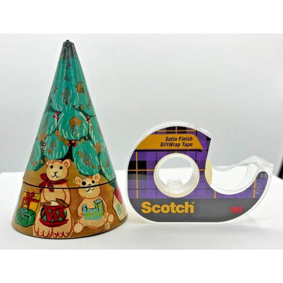 Dept 56 Wooden Nesting Christmas Trees Toys Set of 3 Handpainted Vintage - Picture 5 of 16